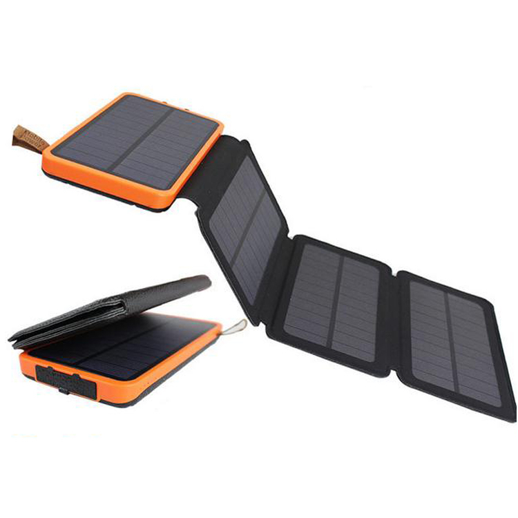 10000mAh power bank portable foldable dual USB solar panel battery charger with LED camping light