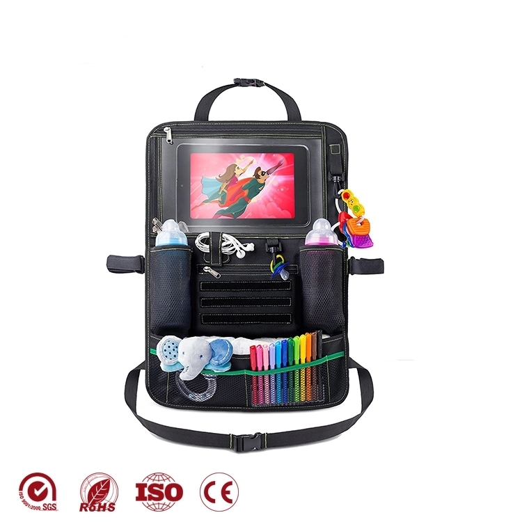 Eco-friendly kids back seat car organiser with multi storage components